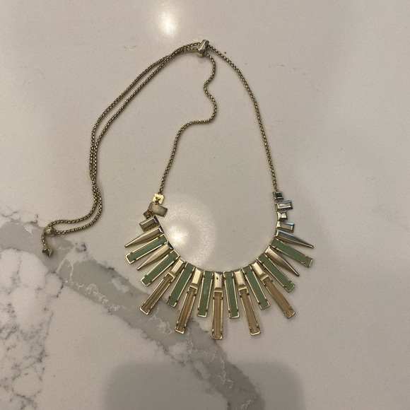 Kendra Scott Gold Necklace with Mint Green Bars - Picture 2 of 5